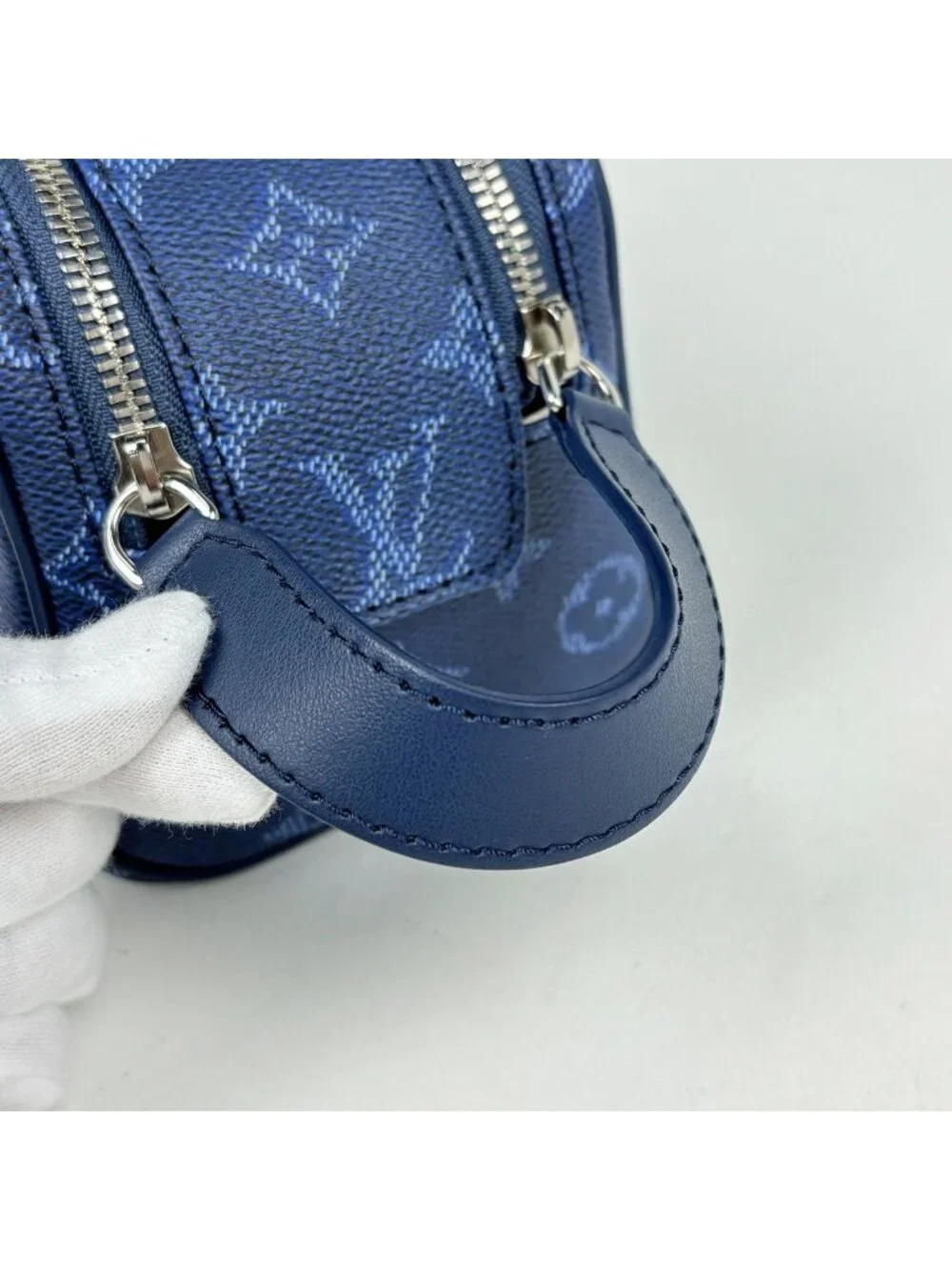 Louis Vuitton Mini Dopp Kit Monogram Heritage Leather Chien Blue Handbag